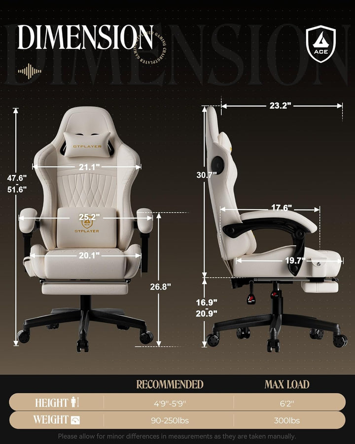 New Gaming Chair for Adults –  with Built-in Speakers, Racing Style Gamer Seat