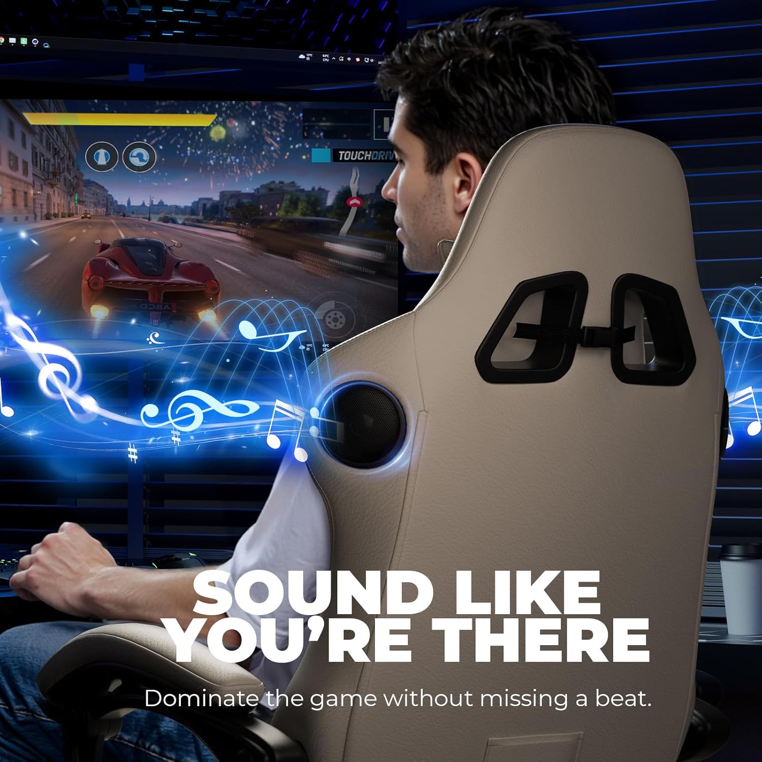 New Gaming Chair for Adults –  with Built-in Speakers, Racing Style Gamer Seat