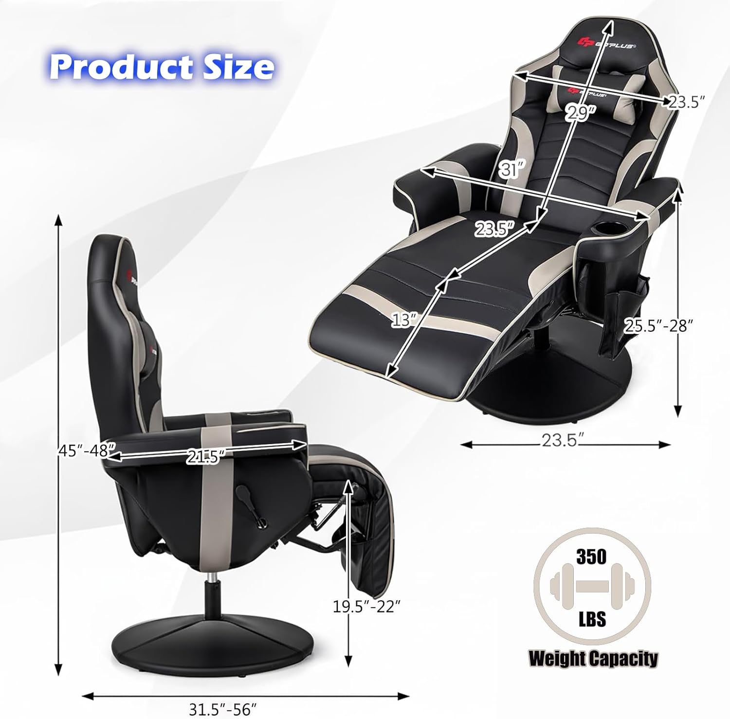 New Multipurpose Gaming Recliner Chair – Adjustable Massage Function with Footrest, Cup Holder & Side Pouch