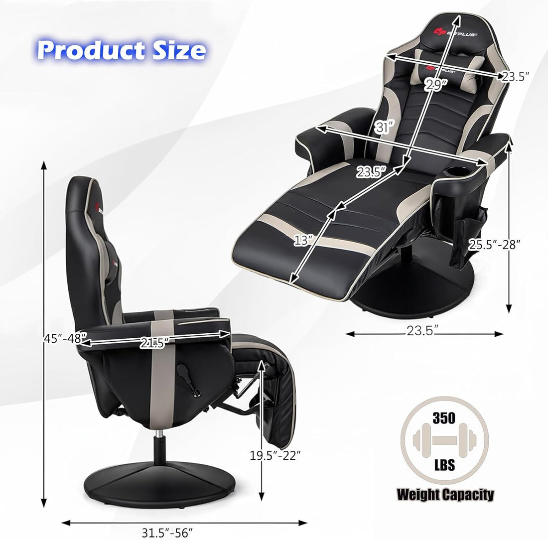New Multipurpose Gaming Recliner Chair – Adjustable Massage Function with Footrest, Cup Holder & Side Pouch