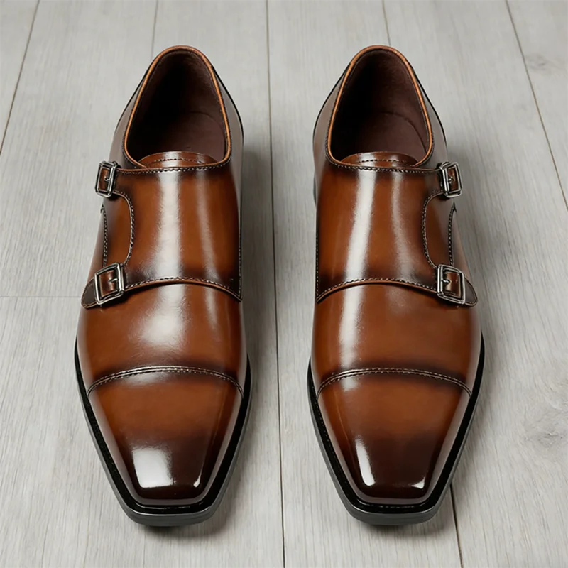 Men’s Luxury Patent Leather Strap Shoes – Designer Business Formal Dress Shoes