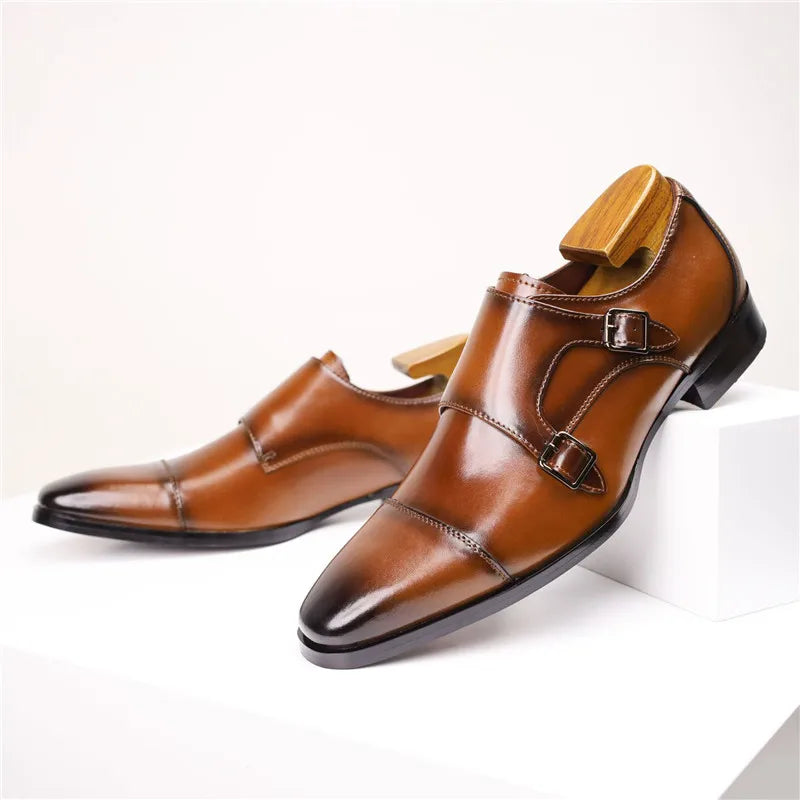 Men’s Luxury Patent Leather Strap Shoes – Designer Business Formal Dress Shoes