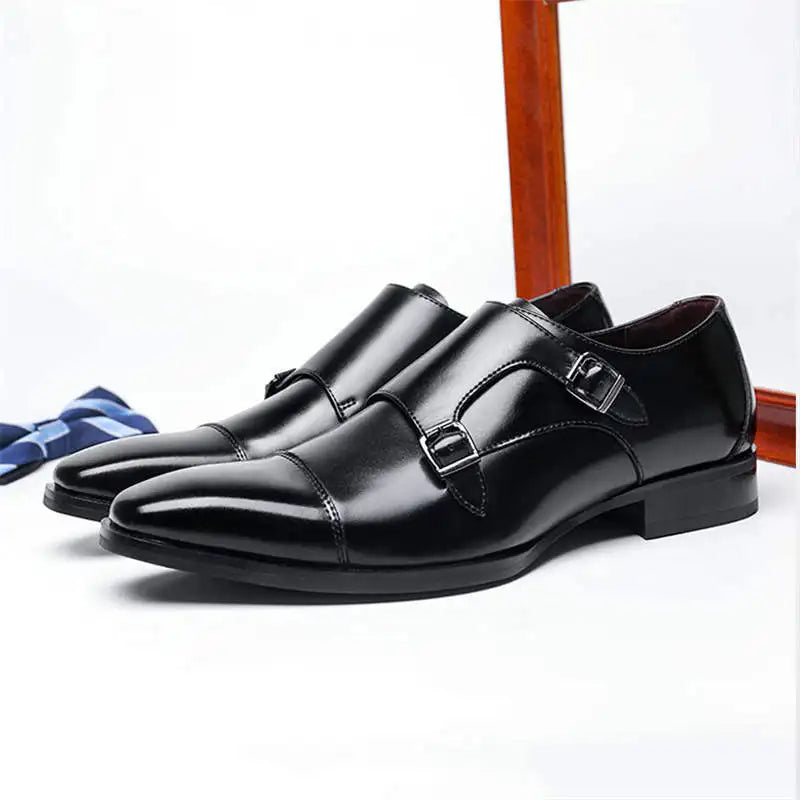 Men’s Luxury Patent Leather Strap Shoes – Designer Business Formal Dress Shoes