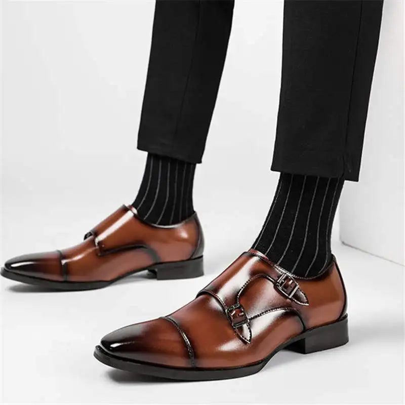 Men’s Luxury Patent Leather Strap Shoes – Designer Business Formal Dress Shoes
