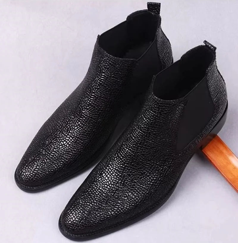 New Genuine Leather Men’s Black Chelsea Boots