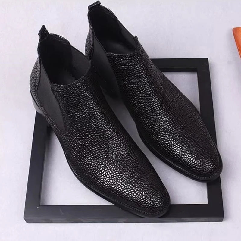 New Genuine Leather Men’s Black Chelsea Boots