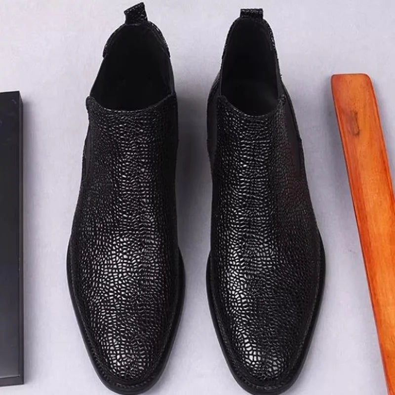 New Genuine Leather Men’s Black Chelsea Boots