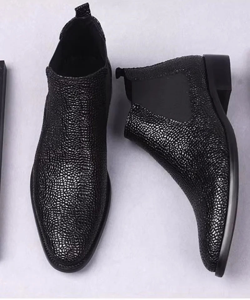 New Genuine Leather Men’s Black Chelsea Boots