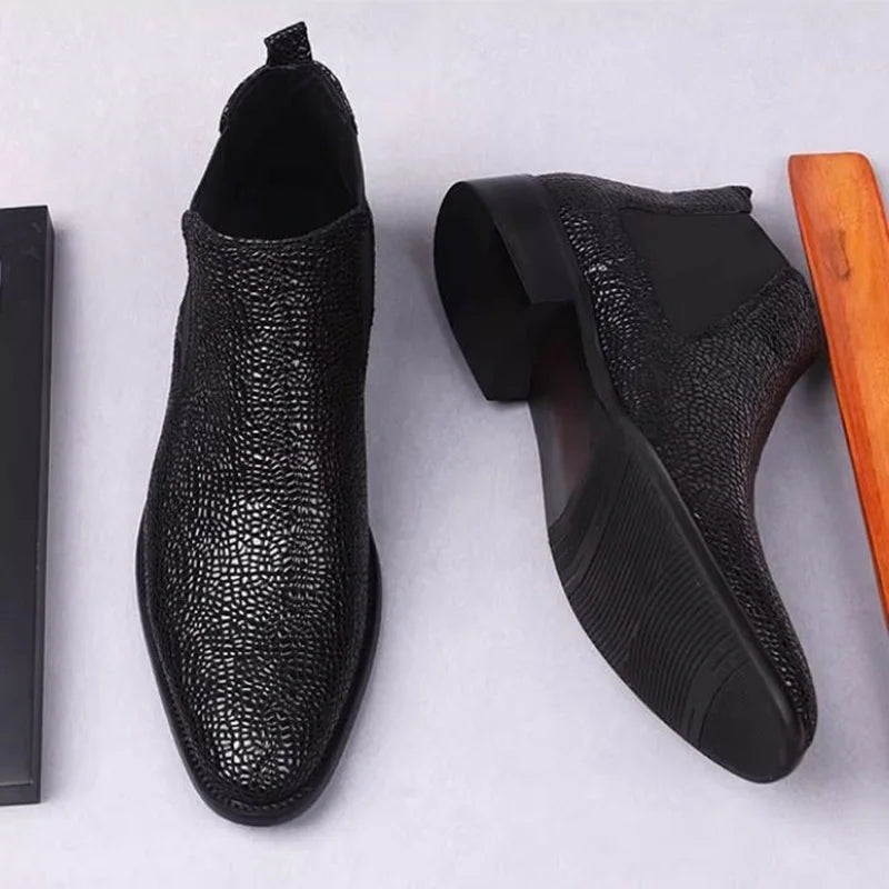 New Genuine Leather Men’s Black Chelsea Boots