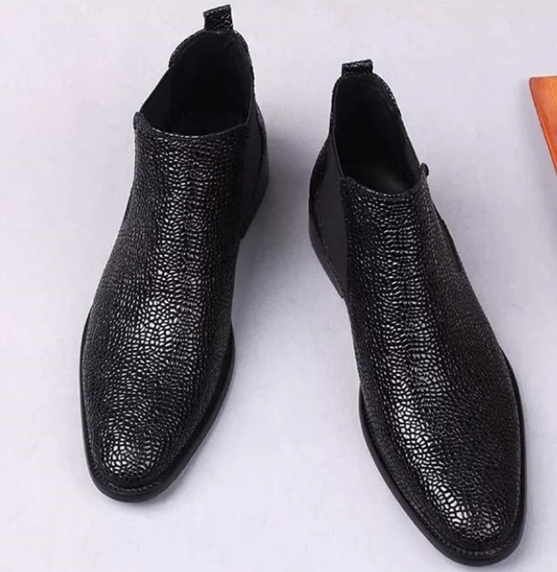 New Genuine Leather Men’s Black Chelsea Boots