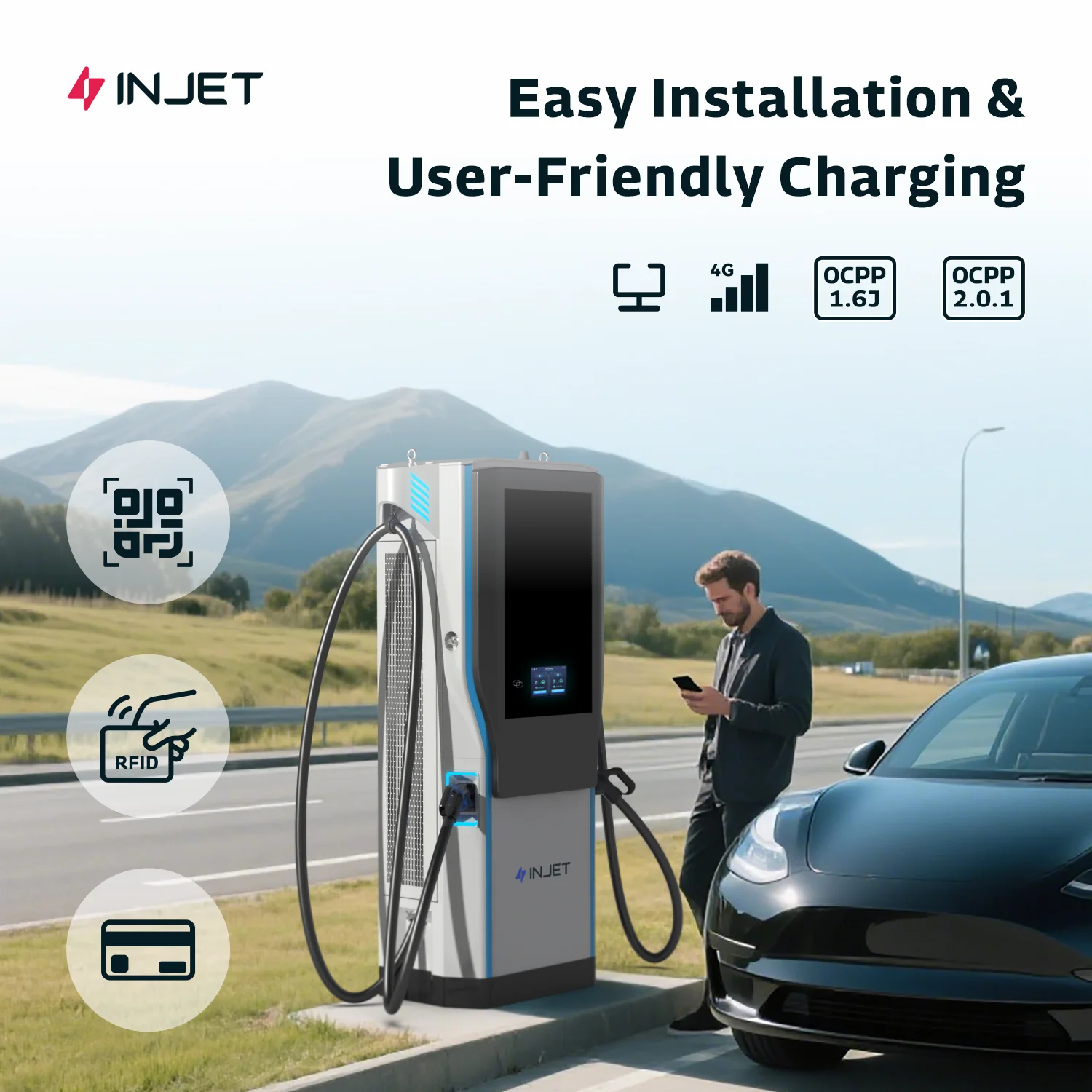 INJET US EU Market OCPP 1.6J DC EV Charger 60Kw 120Kw 240Kw CCS1 CCS2 for Electric Car EV Charging Station Electric Car Charger