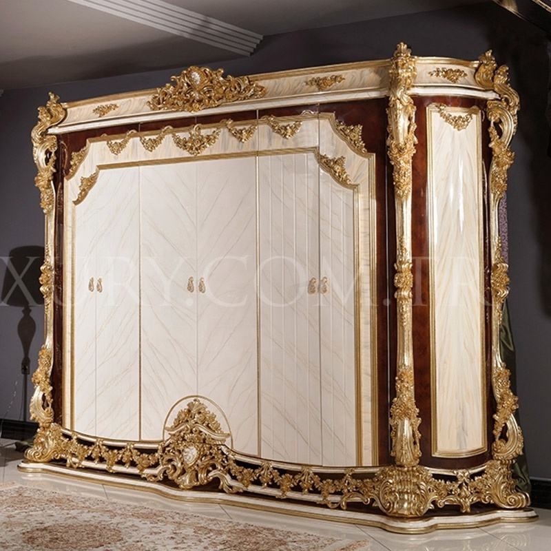 Luxury French Bedroom Set – Hand-Carved Solid Wood Canopy Bed for Home & Hotel Interiors