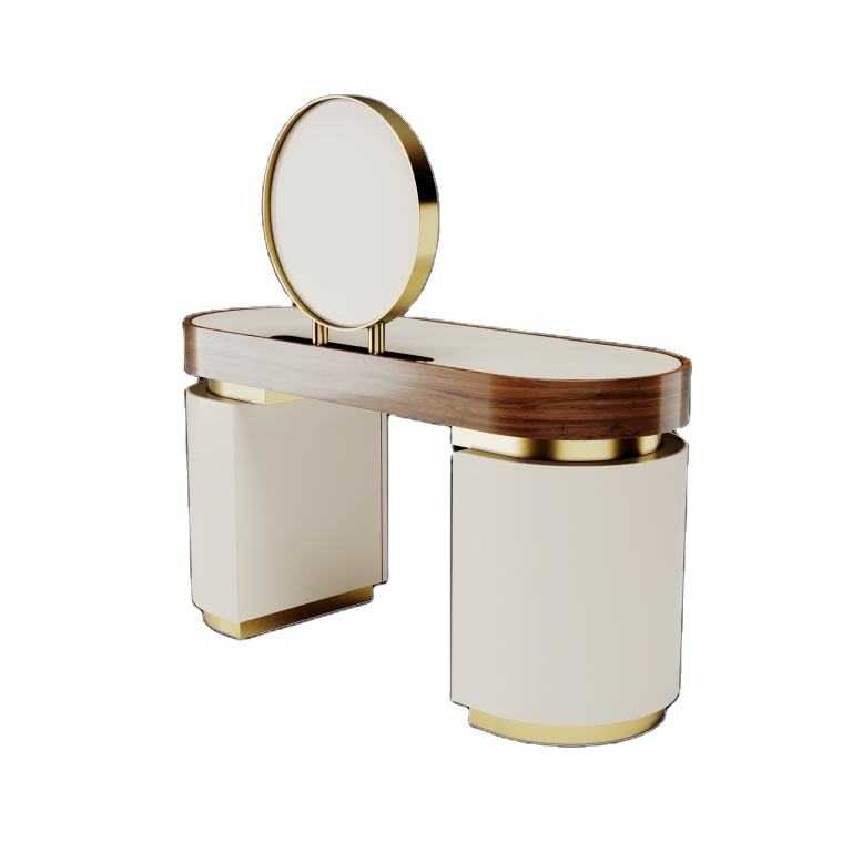 Modern Luxury Dressing Table with Lighted Mirror – Solid Wood Bedroom Vanity Home l Hotel