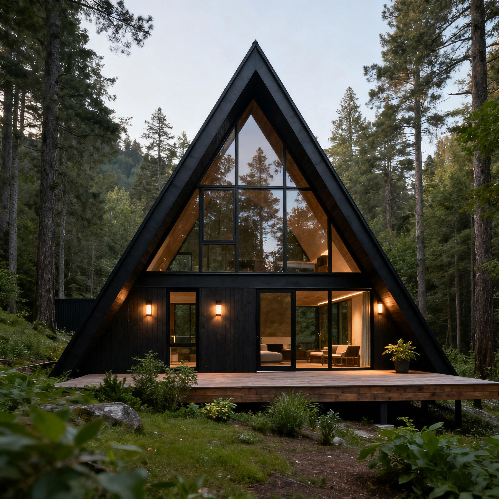 Modern Luxury Triangle Wooden Prefab House – A-Frame Wooden Bungalow Cottage