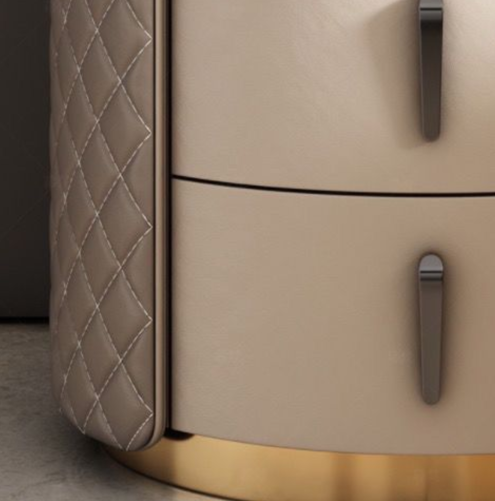 New Leather Nightstands Luxury Bedroom Bedside Table with 2 Drawers