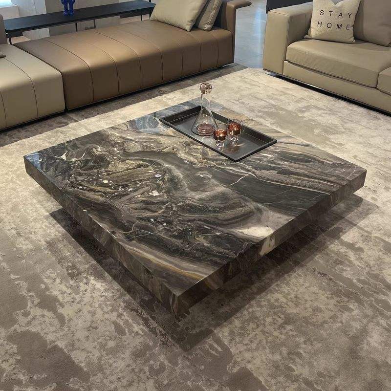 New Living Room Coffee Table – Glossy Finish with Integrated Tray, Durable Metal Frame