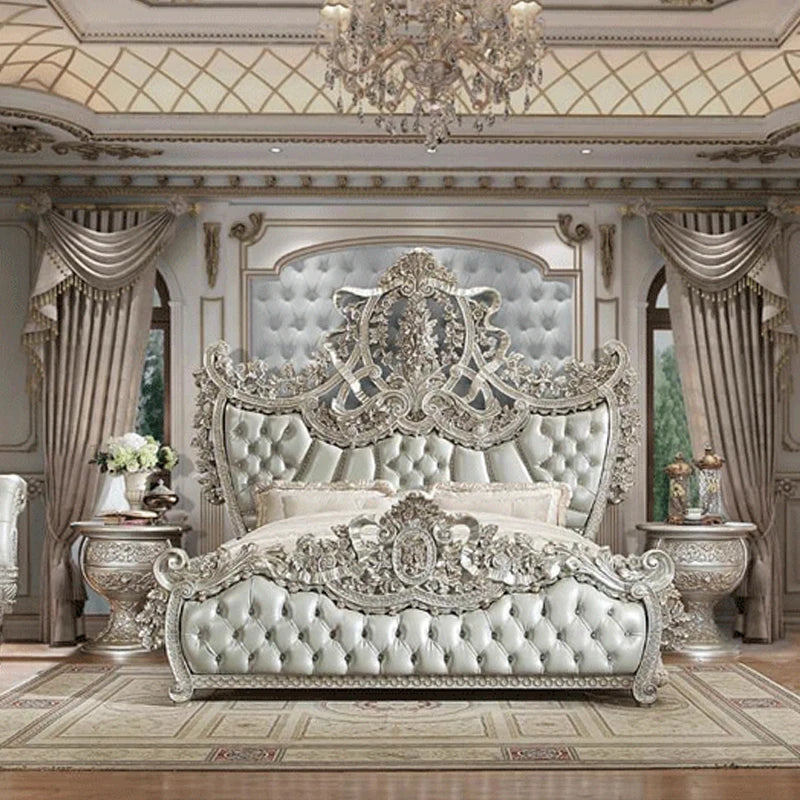 New Luxury Royal Style Wooden Carving Antique King Size Bed