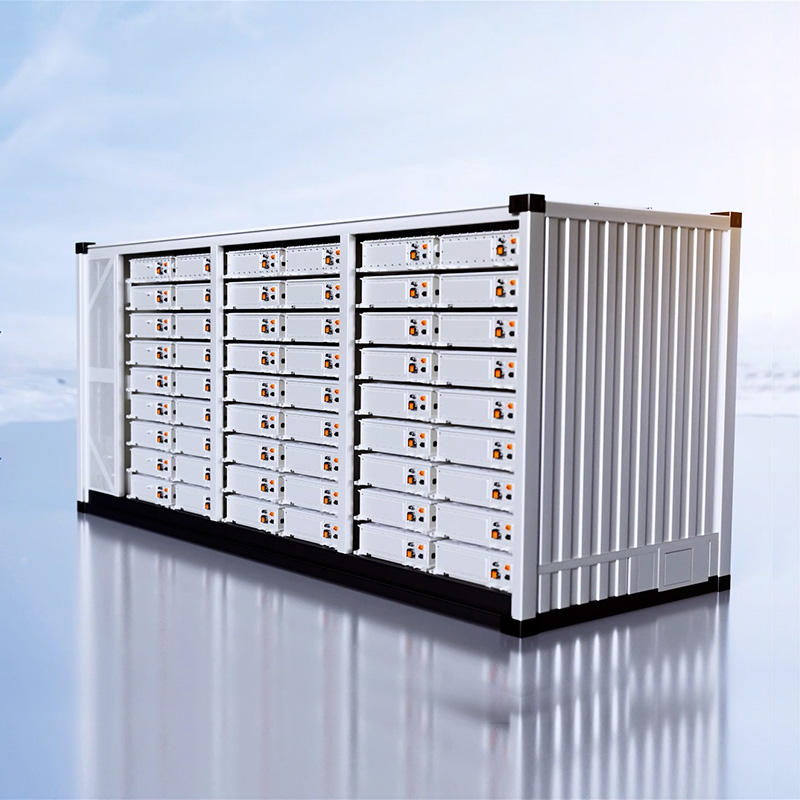 Large storage container with multiple doors on a light blue background