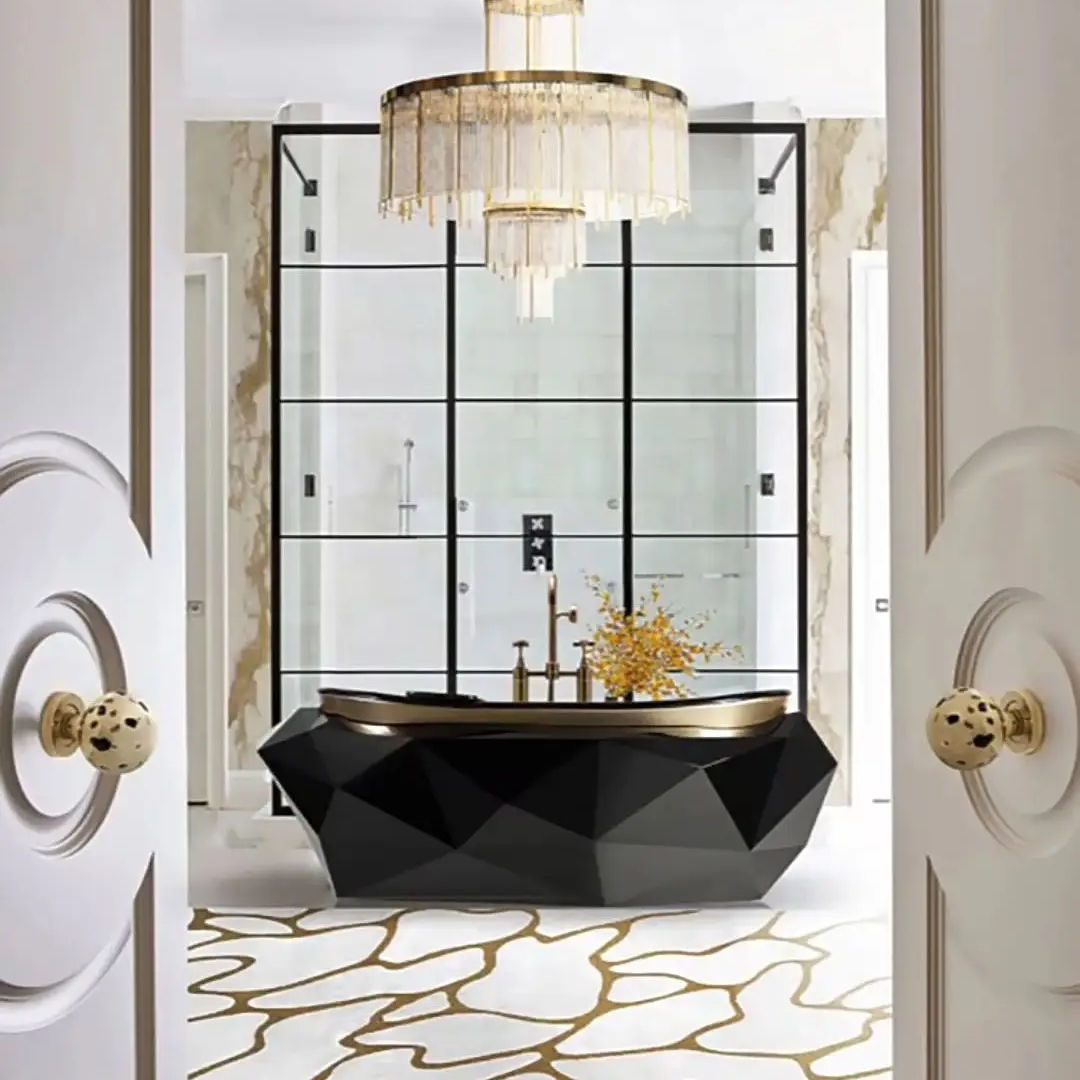 Luxury Bathtub Large Unit Italian Minimalist Villa Bathroom Diamond Freestanding Bathtub