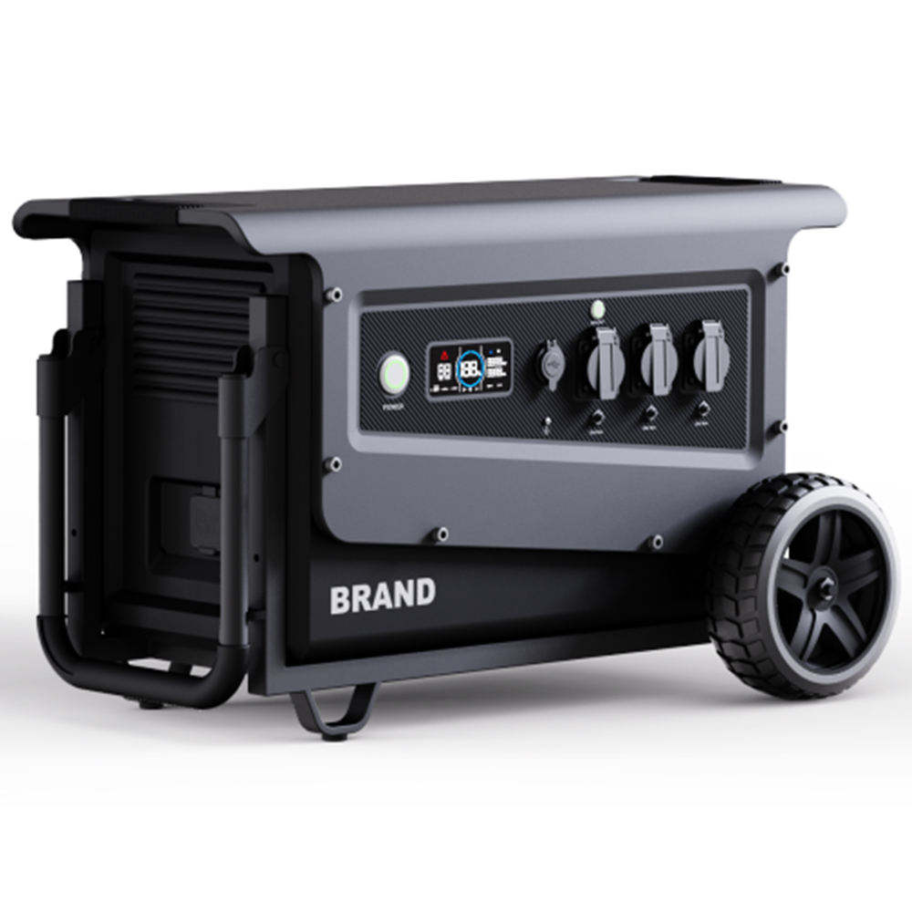Portable power station with wheels on a white background