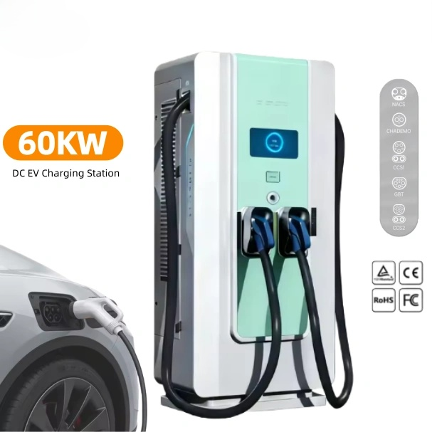 New Commercial OCPP 1.6 DC Fast All-in-One EV Charging Station 60kW Floor-Mounted IP54 Protection