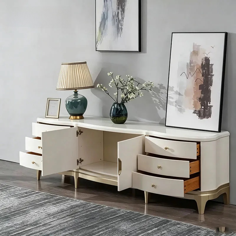 New luxe Solid Wood TV Cabinet – High-End Minimalist Media Console for Living Room