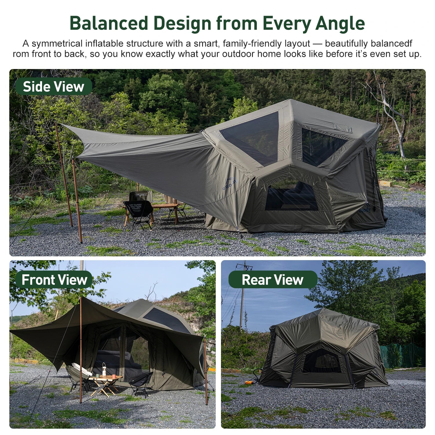 Coody Bestona Air Tent-Army Green Four Season 3-8 Person Party Durable Cotton Camping Luxury Outdoor Family Inflatable Tent