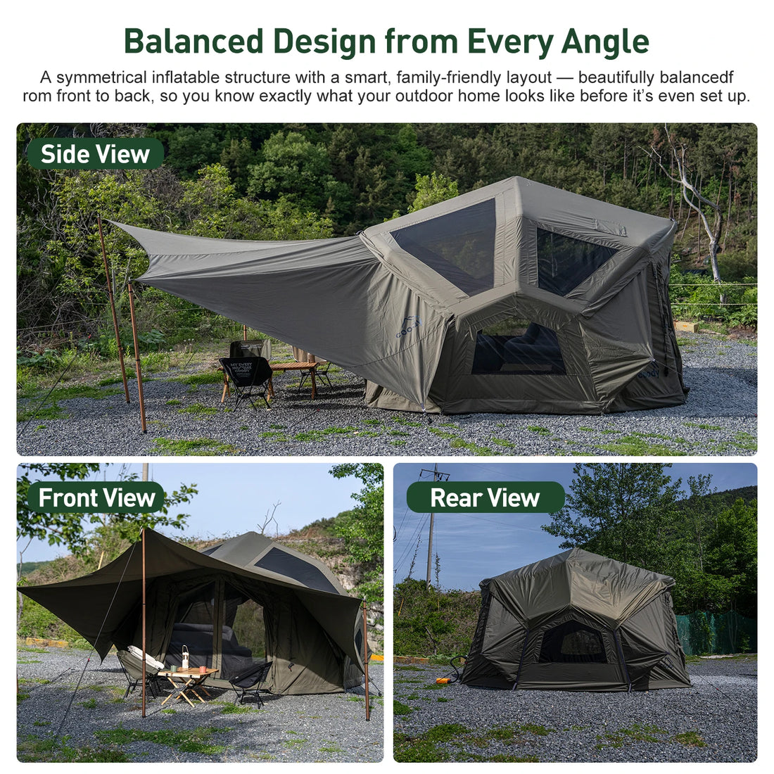 Coody Bestona Air Tent-Army Green Four Season 3-8 Person Party Durable Cotton Camping Luxury Outdoor Family Inflatable Tent