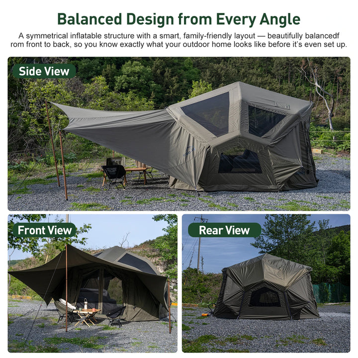 Coody Bestona Air Tent-Army Green Four Season 3-8 Person Party Durable Cotton Camping Luxury Outdoor Family Inflatable Tent
