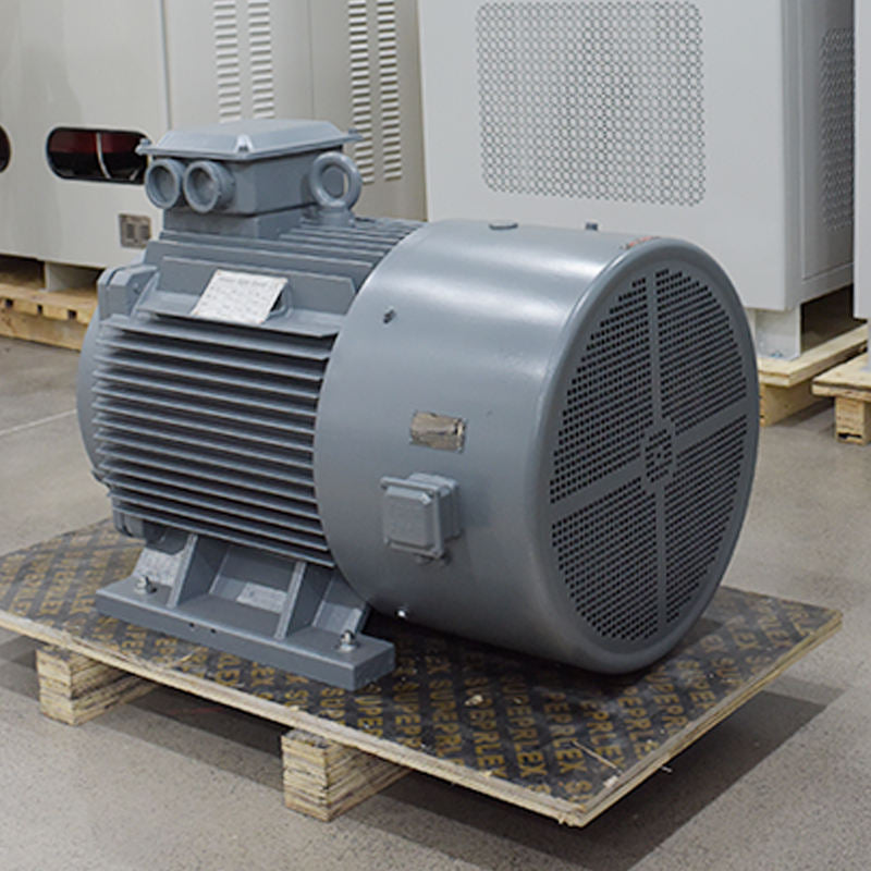 Large industrial motor on a pallet in an indoor setting