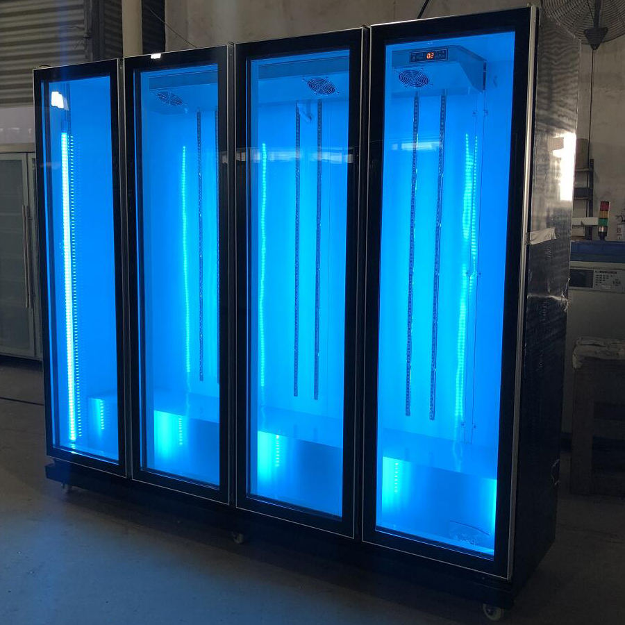 Supermarket Commercial Fridge Beverage Display Fridge Glass Door Upright Showcase Refrigeration