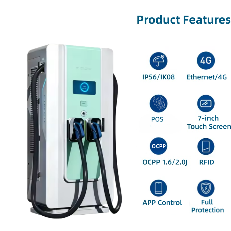 New Commercial OCPP 1.6 DC Fast All-in-One EV Charging Station 60kW Floor-Mounted IP54 Protection