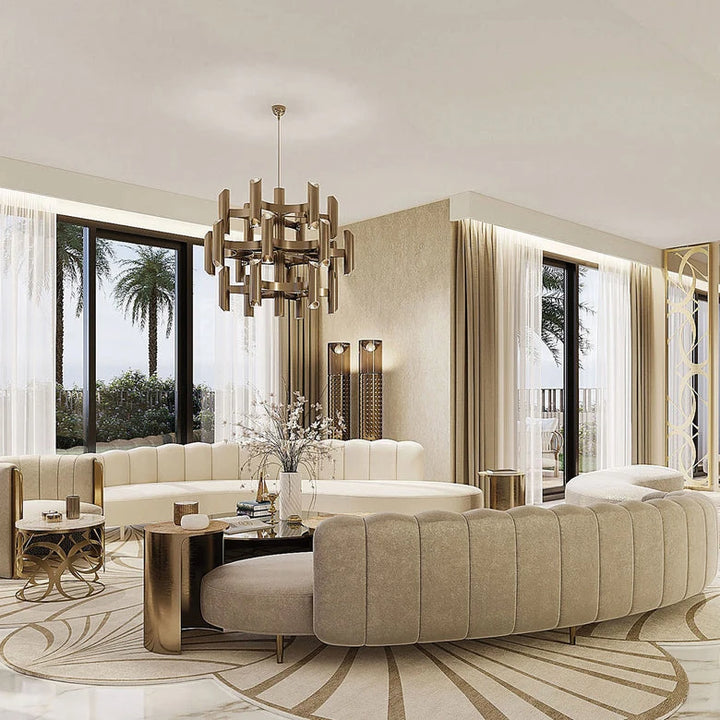 Modern High Quality Velvet Living Room Curved Sofa