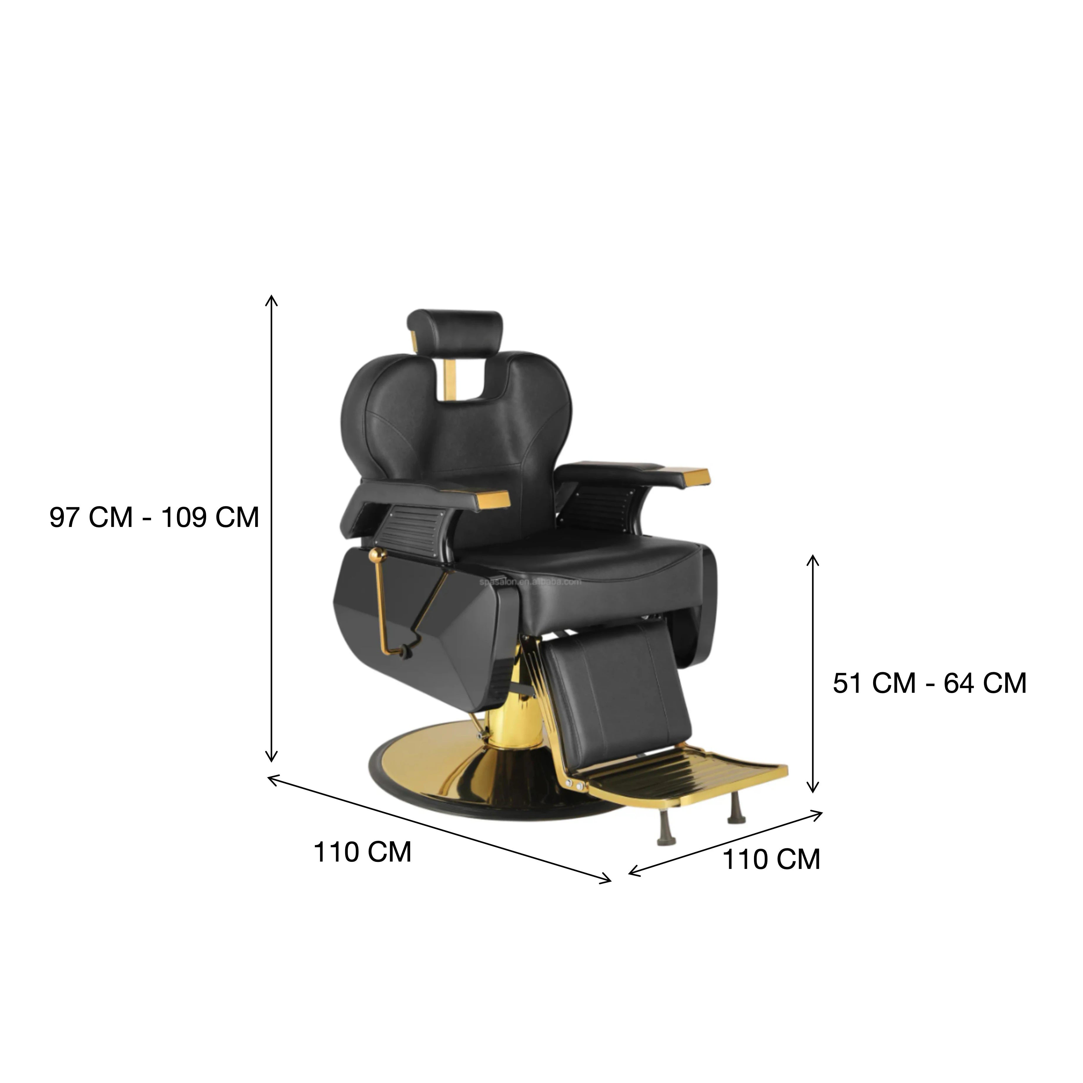 Luxury Gold Heavy Duty Hydraulic Reclining Salon Chair