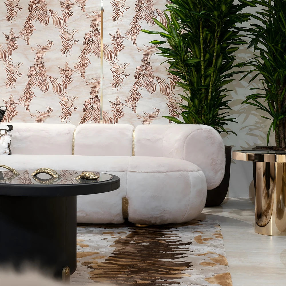 New High End Furniture White Living Room Tufted Sofa