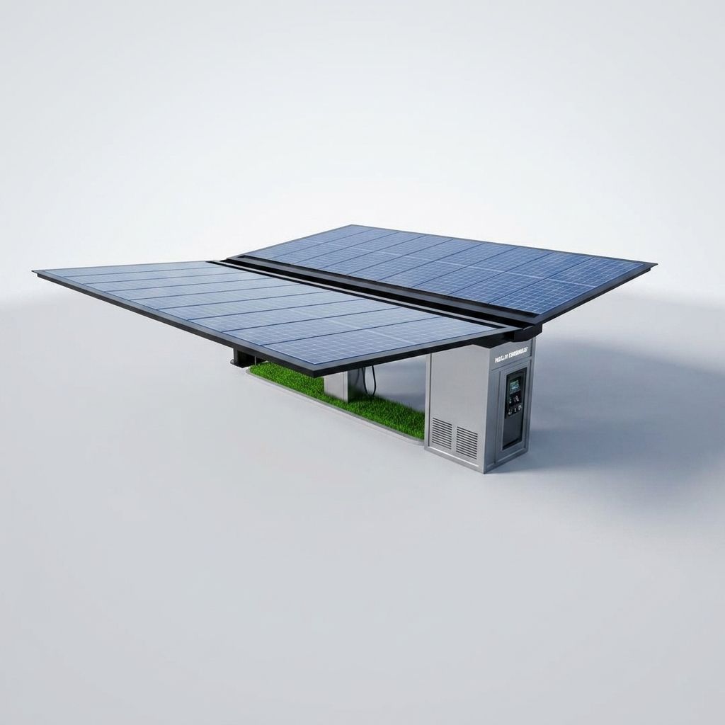 Solar panel system on a white background