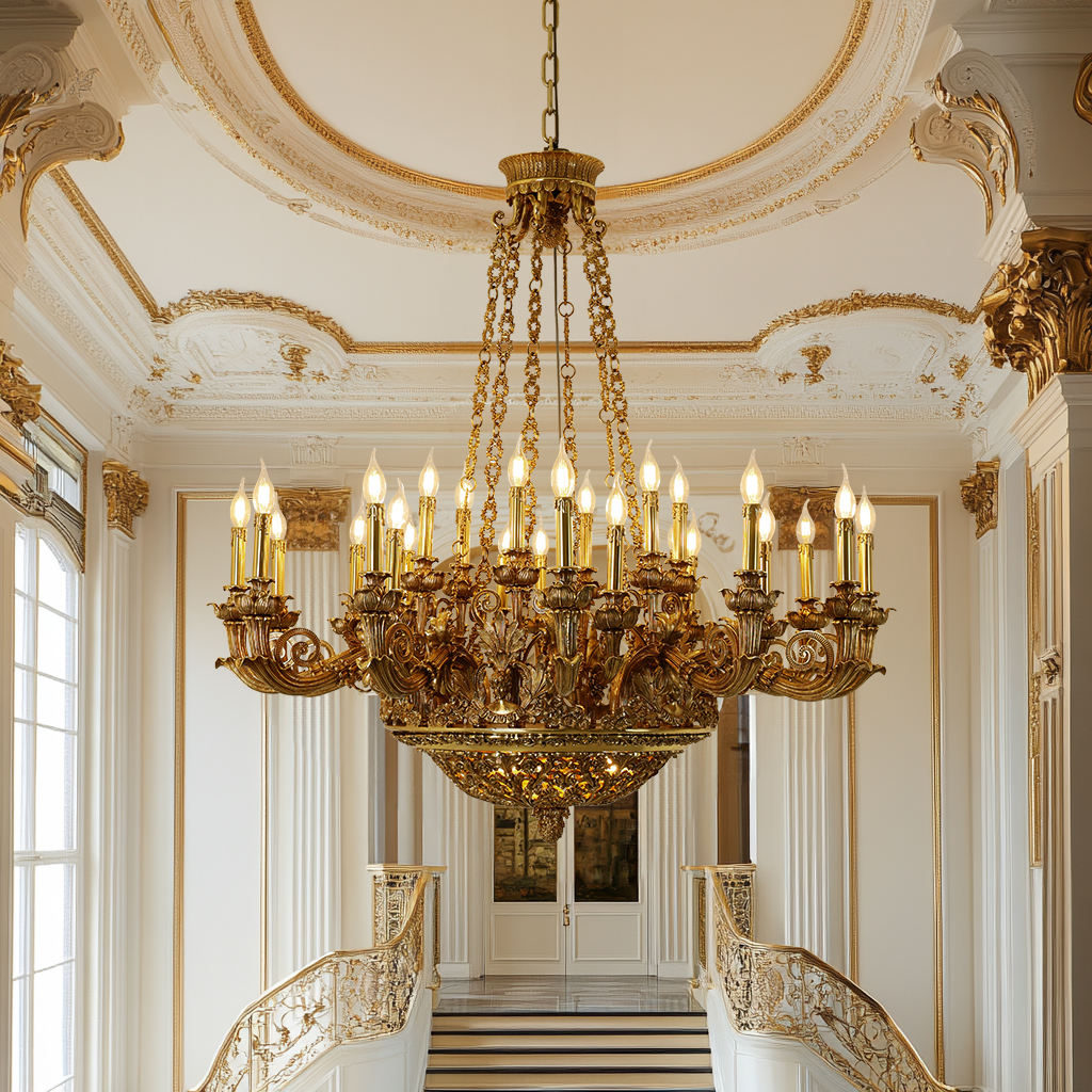 Luxury French Copper Pendant Light | Hand-Carved Bronze Brass Chandelier for Hotels &amp; Villas