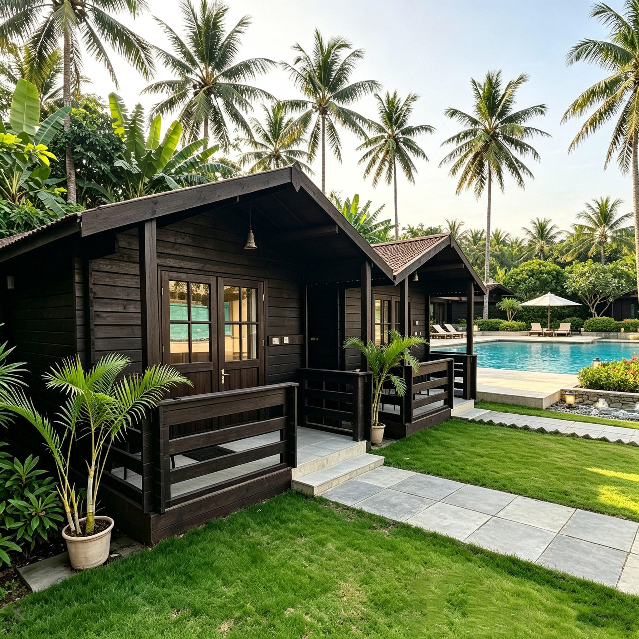 Prefab Wooden Cabin - Luxury Home Resort Log Chalet with Bedroom & Bathroom