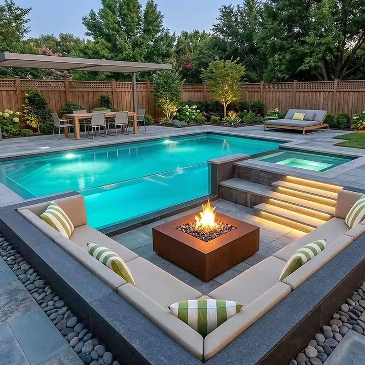 Luxury 3D Design Villa Fiberglass Swimming Pool with Sitting Area