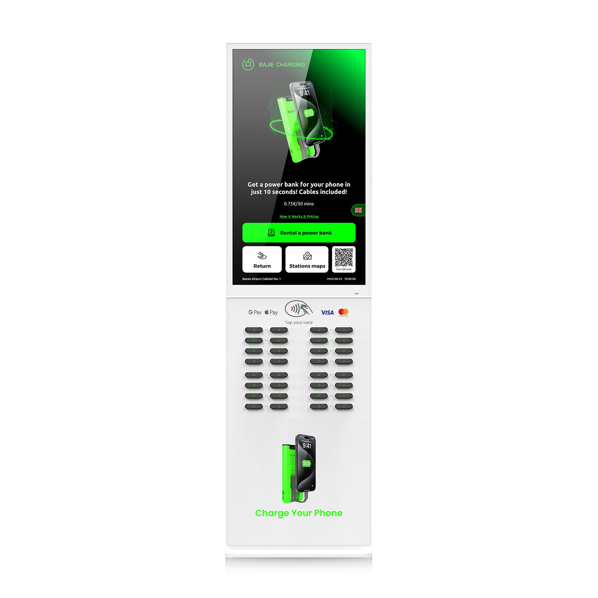 New 32-Slot Mobile Rental Charging Station with Built-in POS System – Card & QR Code Payments