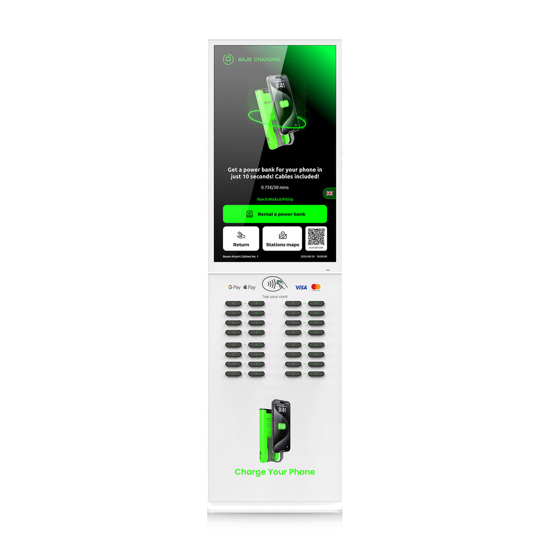 New 32-Slot Mobile Rental Charging Station with Built-in POS System – Card & QR Code Payments