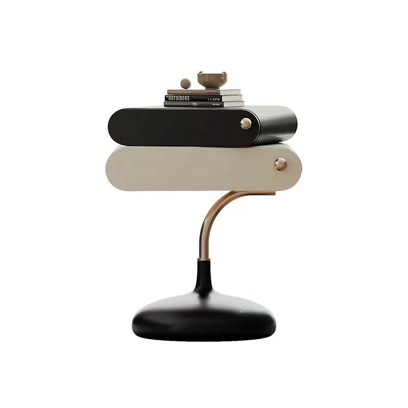 Modern side table with a black and beige design on a white background