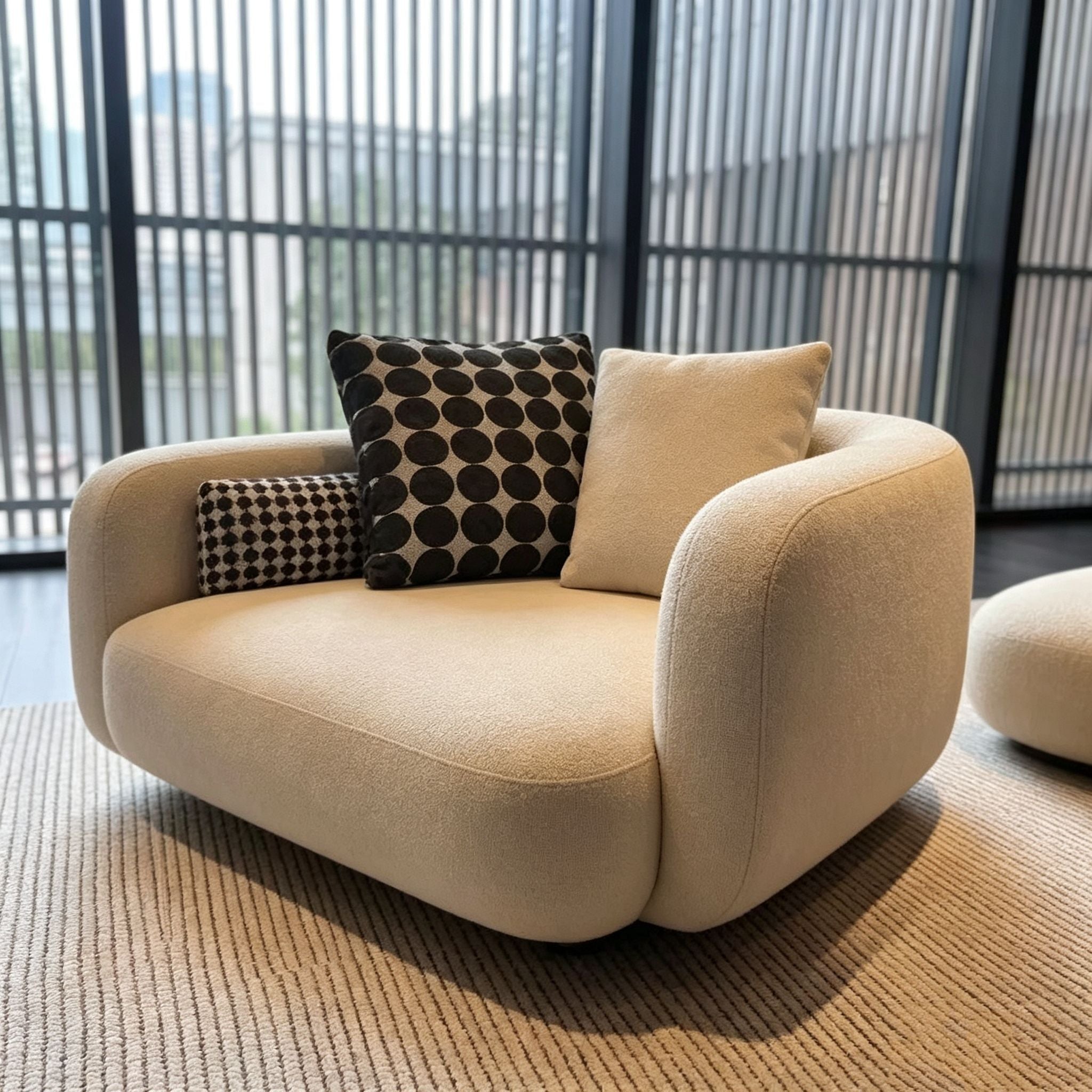 Modern Minimalist Curved Modular Sofa – Microfiber Fabric