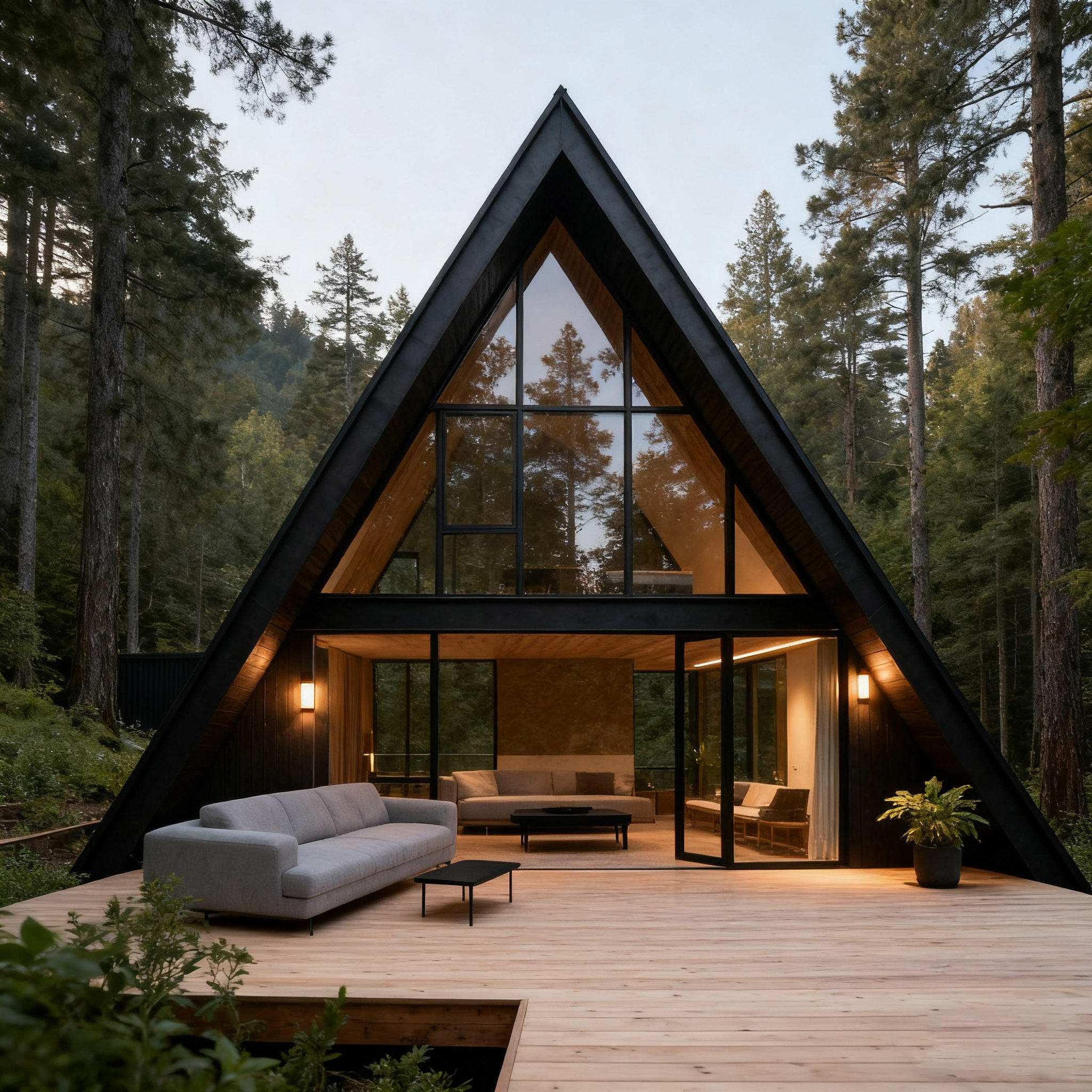 Modern Luxury Triangle Wooden Prefab House – A-Frame Wooden Bungalow Cottage