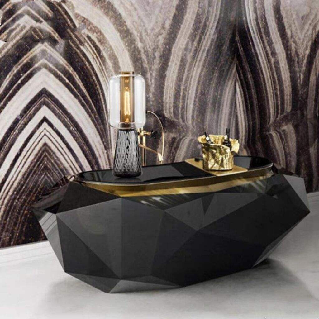 Luxury Bathtub Large Unit Italian Minimalist Villa Bathroom Diamond Freestanding Bathtub