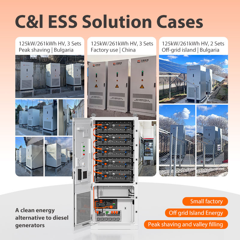 C&I ESS Solution Cases with various energy storage systems and applications.
