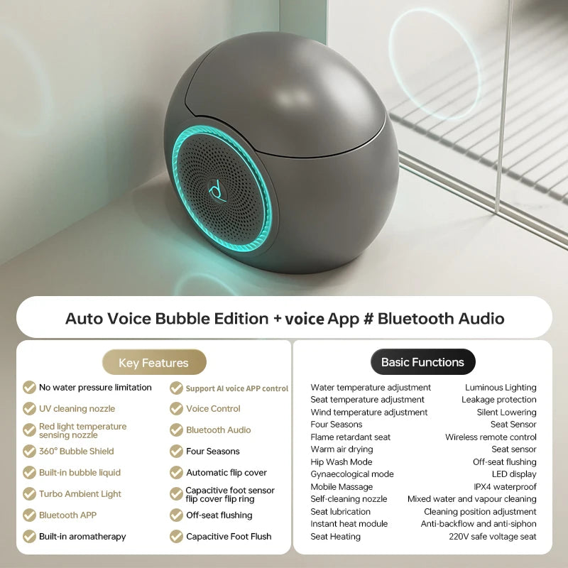 Modern Smart Automatic Flush Electric Bluetooth Speaker Toilet