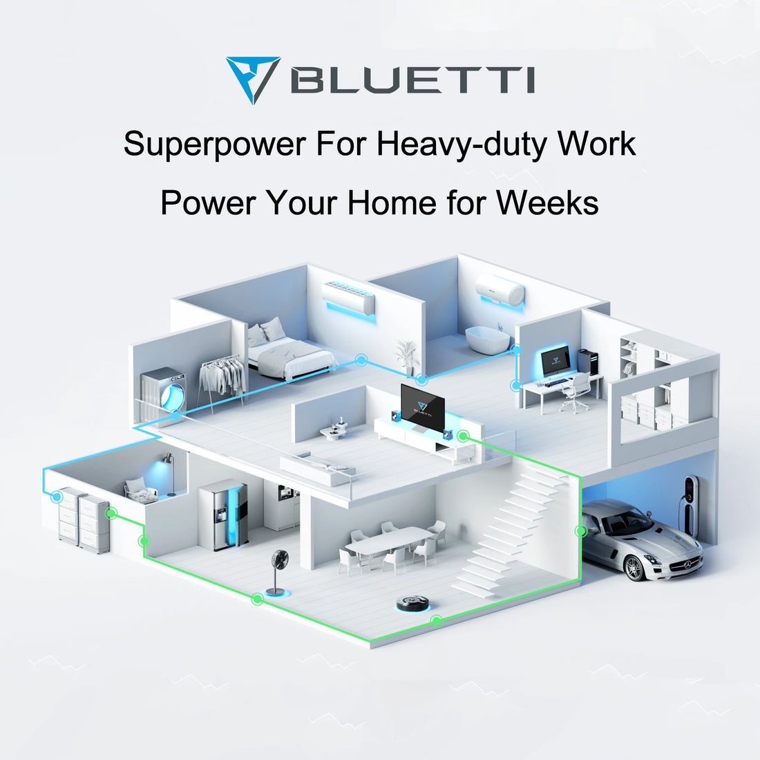 Bluetti Three-Phase Hybrid Solar Home Energy Storage System Lithium Ion Battery Ground Mounting MPPT Residential Use