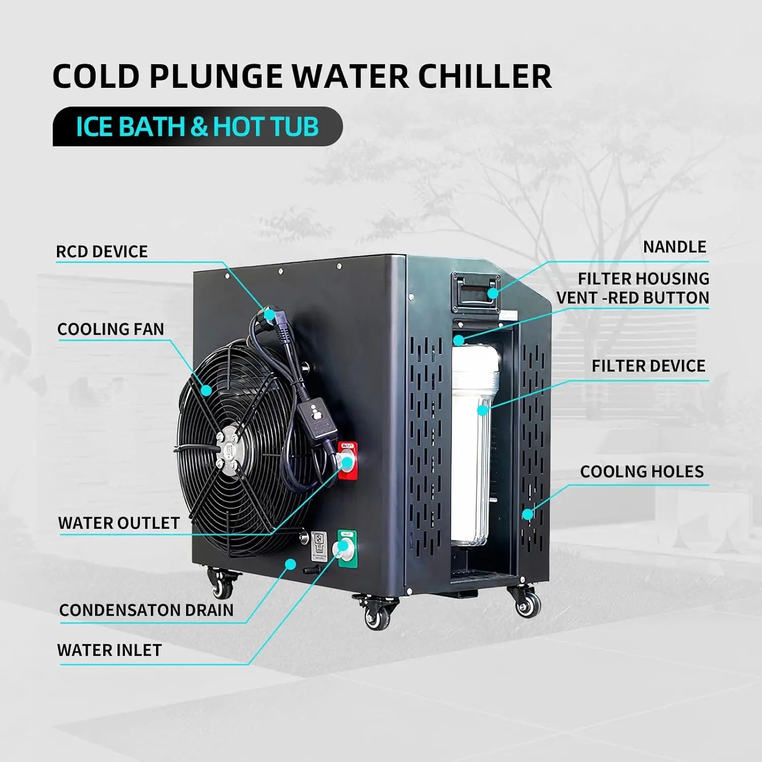 New Stainless Steel Cedar Ice Cold Plunge Tub with 1HP Chiller