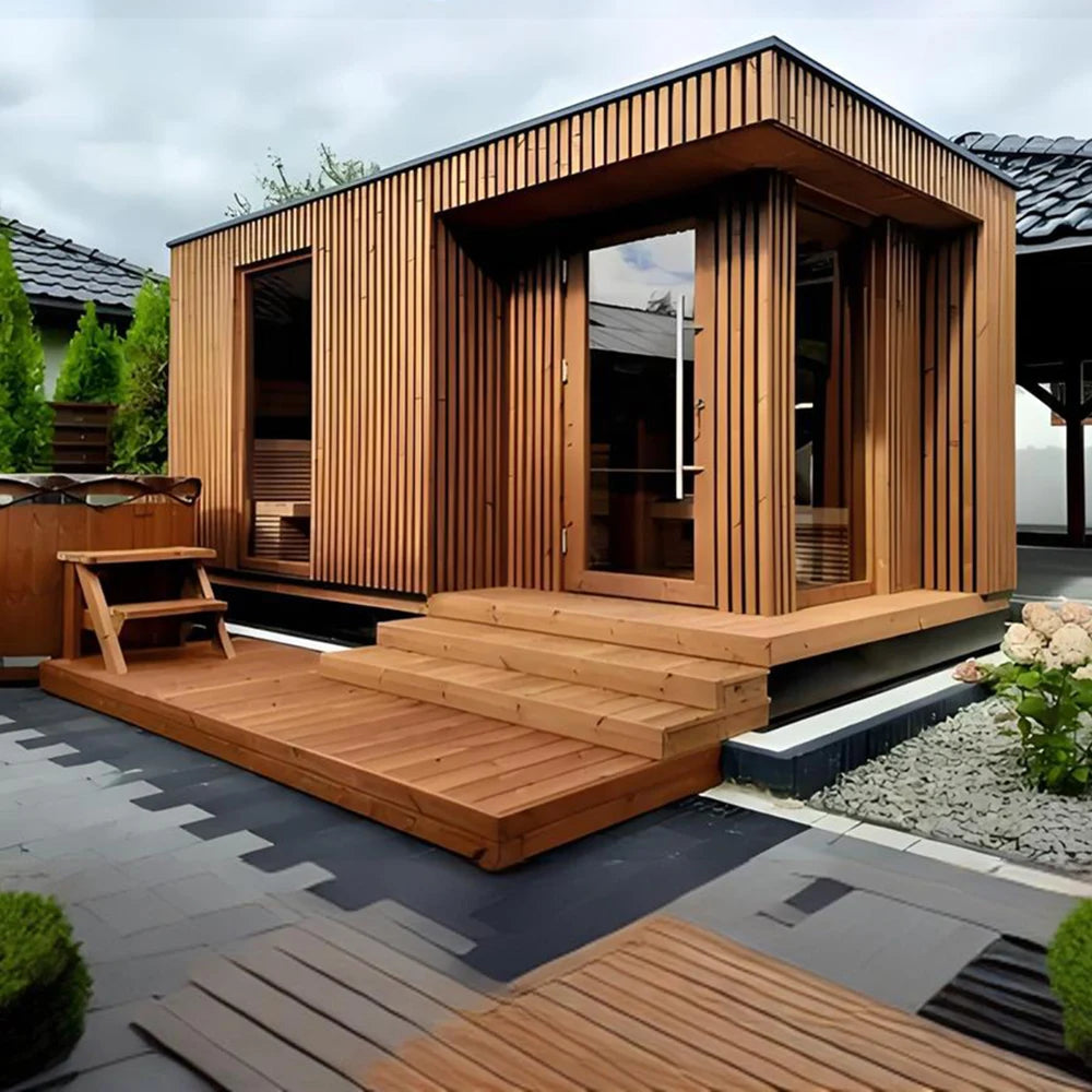 Modern Large 6KW Red Cedar Wood Burning Stove Outdoor Sauna 